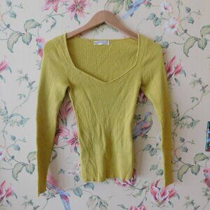 🦔🐾Anthropologie Yellow Ribbed Knit Top 🍃🌳
